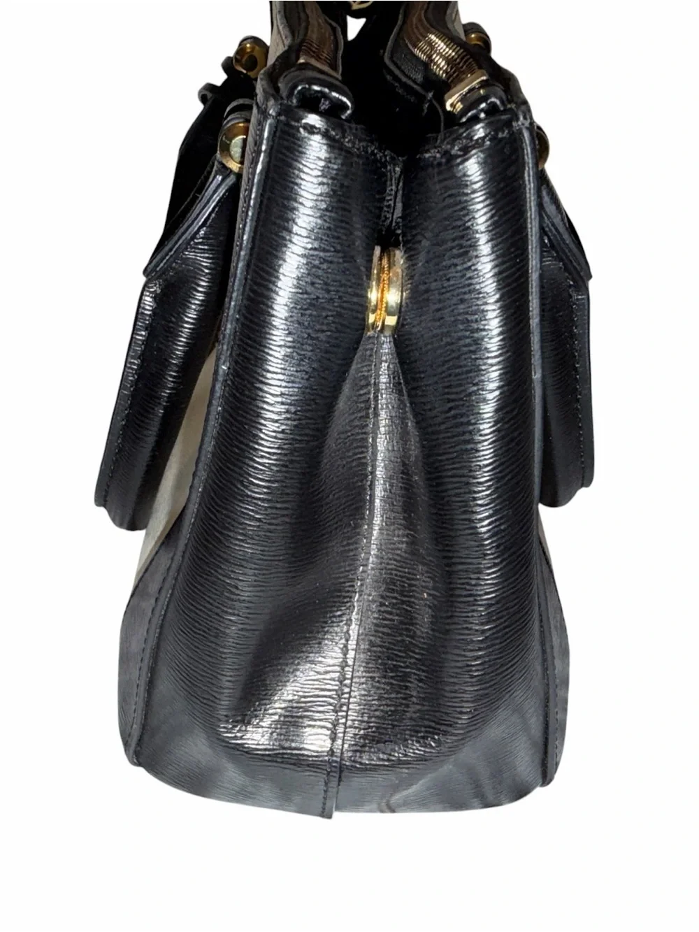 Ralph Lauren Newberey Double Zip Two-Tone Satchel in Black & Vanilla